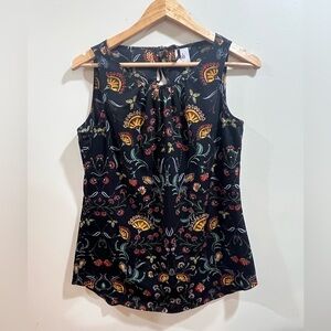 CAbi Black Floral Peasant Cottagecore Blouse - Women’s S